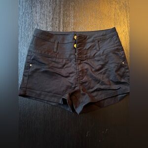 Refuge Women’s Black High-Waisted Shorts with Gold Buttons (NEW without Tags)